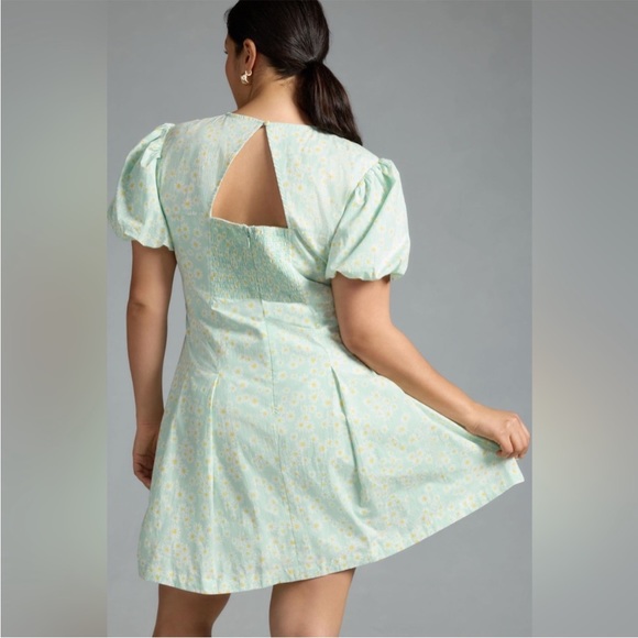 MAEVE Puff-sleeve Pleated Dress Mint Green With Daisies Size:XL NWT - Picture 5 of 7